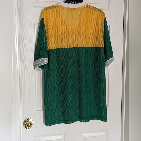 Retro Boston Yellow and Green Mesh Jersey Designer Jeans Co. Men's Size Large - Picture 3 of 5